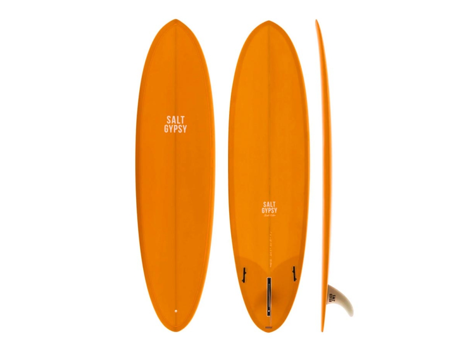 SALT GYPSY 7'4" MID TIDE PU FCSII 2+1 MUSTARD TINT