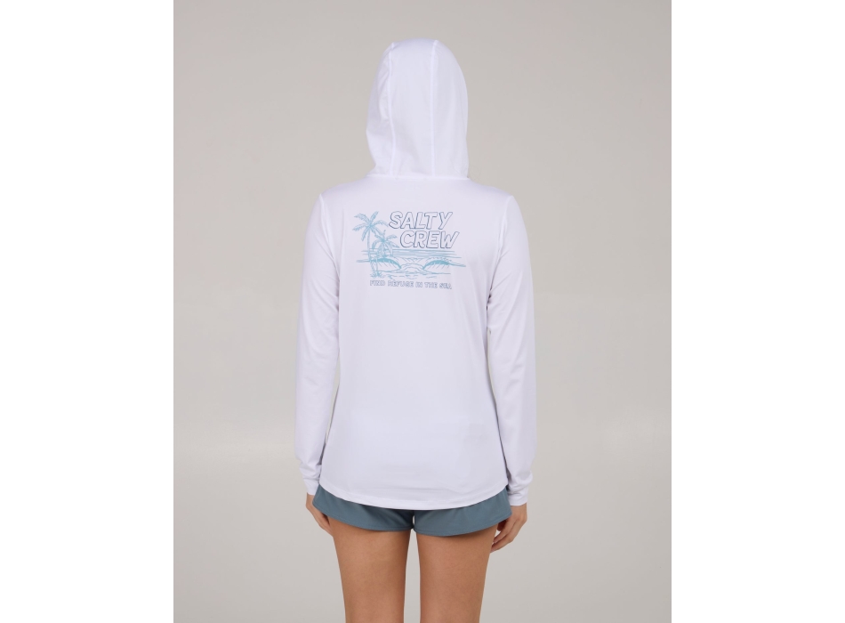 SALTY CREW A FRAME HOODED LONG SLEEVE SUN SHIRT WHITE