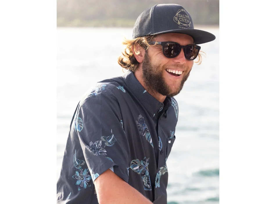 SALTY CREW BREEZER PERF BUTTON UP SHIRT SHORT SLEEVE PHANTOM