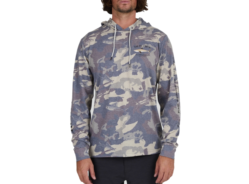 SALTY CREW BRUCE HOOD TECH TEE CAMO