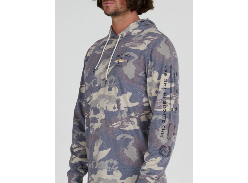 SALTY CREW BRUCE HOOD TECH TEE CAMO