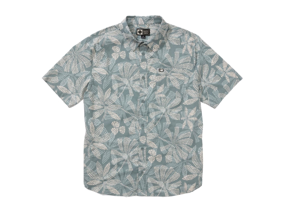 SALTY CREW SHIRT SHORT SLEEVE UV BUTTON UP UPF50+ ATLANTIC GREEN
