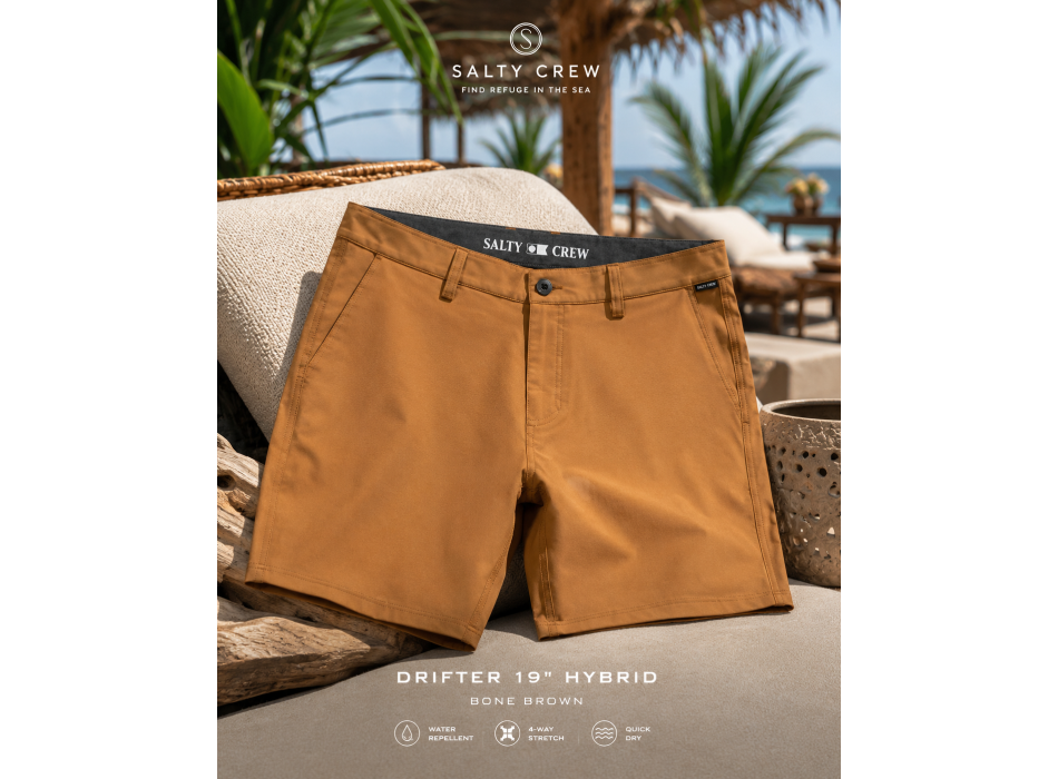 SALTY CREW DRIFTER SLUB HYBRID WALKSHORT 19" DEEP SEA