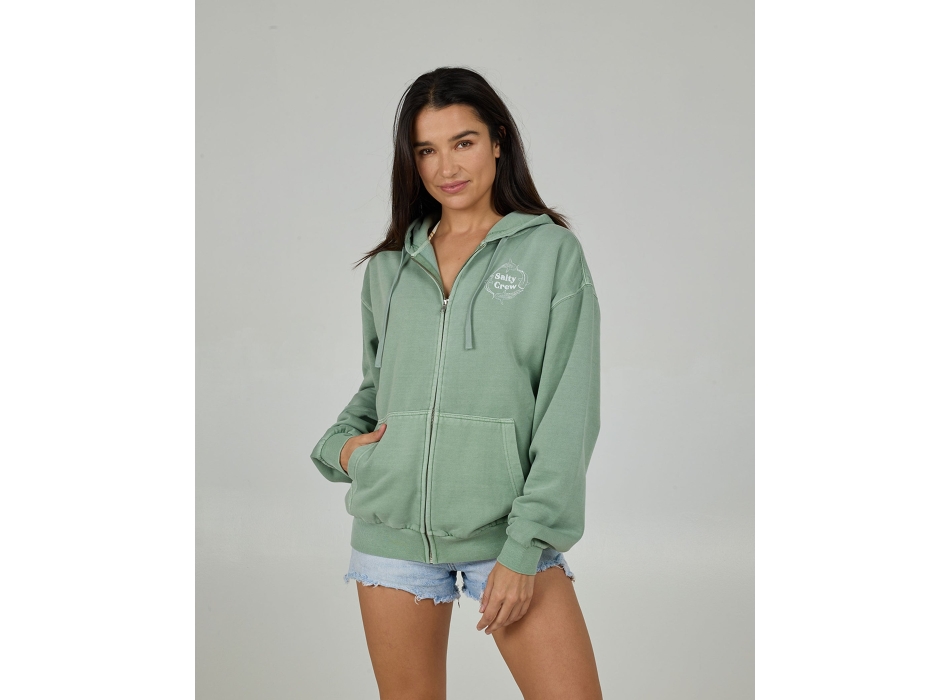 SALTY CREW SWEATSHIRT HOODIE RESPECT ZIP HOODY SAGE