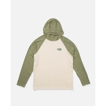 SALTY CREW MARINER HOOD TECH LS SUNSHIRT UPF 50+ LONG SLEEVE BIRCH OIL GREEN