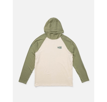 SALTY CREW MARINER HOOD TECH LS SUNSHIRT UPF 50+ LONG SLEEVE BIRCH OIL GREEN
