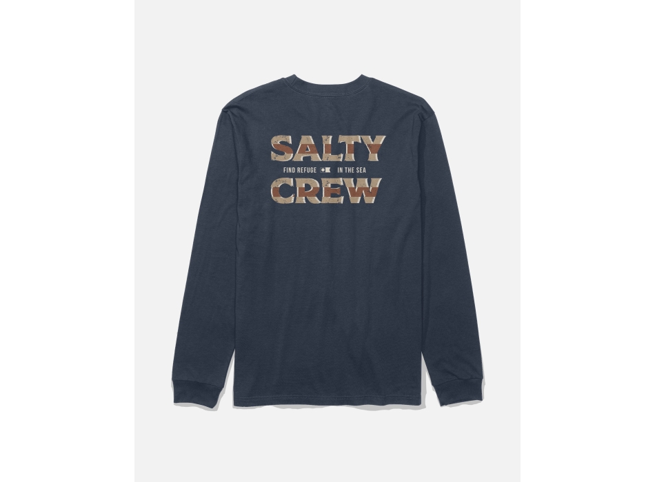 SALTY CREW OFFSET LONG SLEEVE T-SHIRT NAVY
