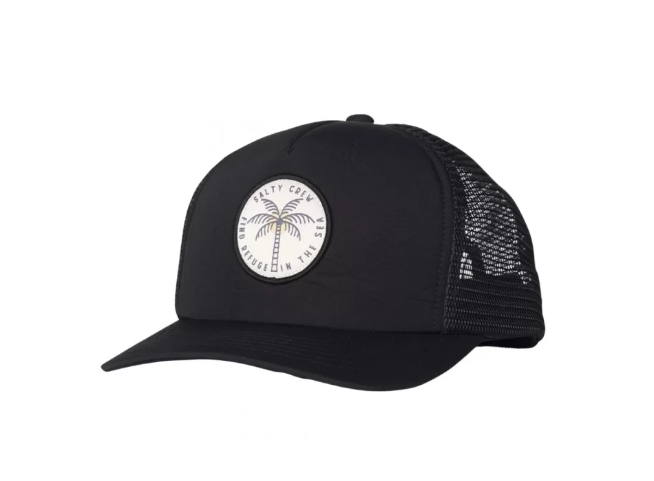SALTY CREW QUEEN PALM TRUCKER CAP BLACK