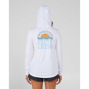 SALTY CREW SUNDOWN HOODED LONG SLEEVE SUN SHIRT WHITE