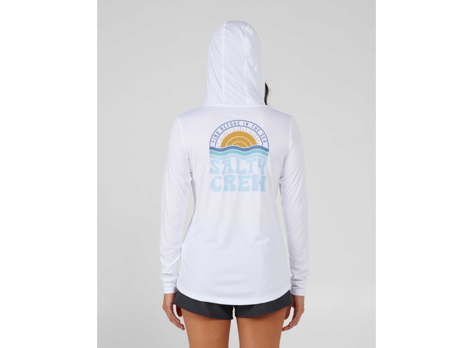 SALTY CREW SUNDOWN HOODED LONG SLEEVE SUN SHIRT WHITE