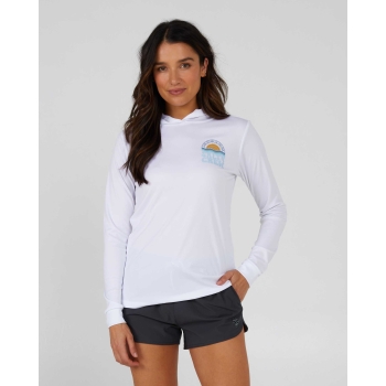 SALTY CREW SUNDOWN HOODED LONG SLEEVE SUN SHIRT WHITE