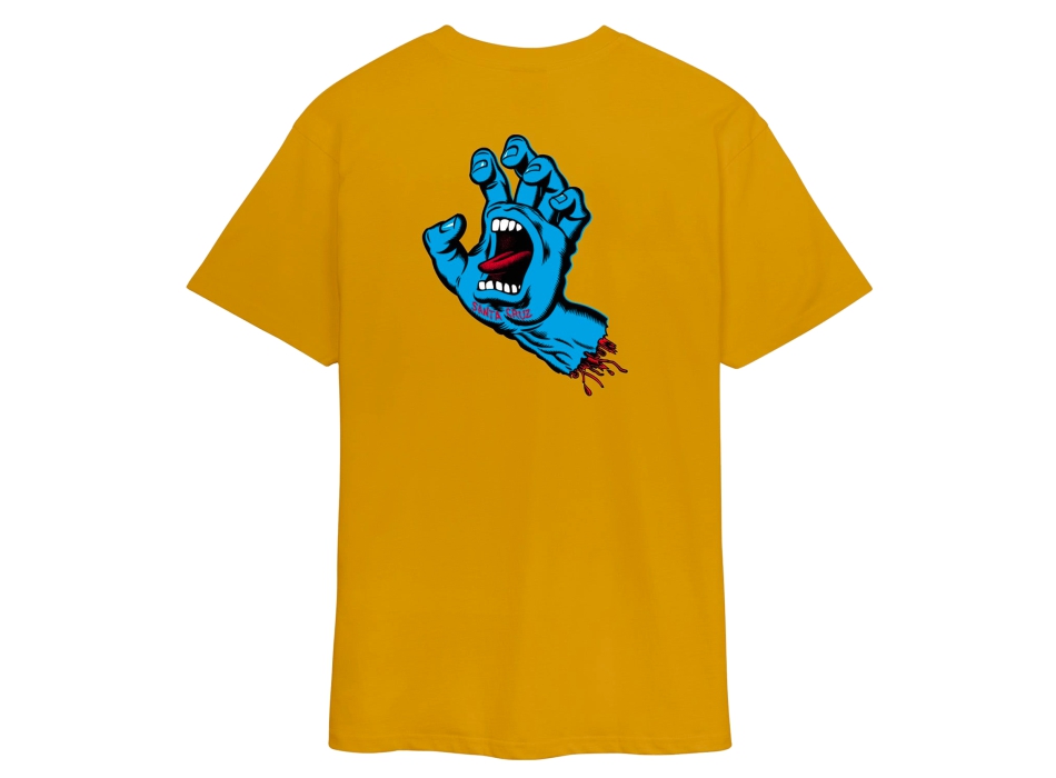 SANTA CRUZ NATAS SCREAMING HAND CHEST T-SHIRT GOLD