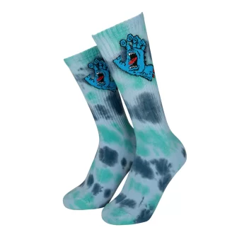 SANTA CRUZ SCREAMING HAND TIE DYE SOCK FRESH BLUE TIE DYE