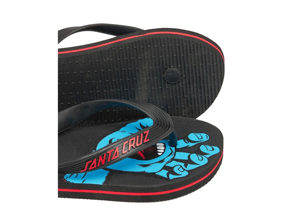 SANTA CRUZ SCREAMING HAND YOUTH FLIP FLOP BLACK