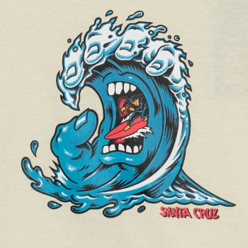 SANTA CRUZ SCREAMING WAVE FRONT T-SHIRT LIGHT GREY