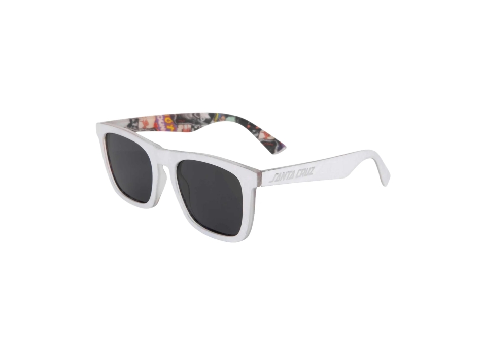 SANTA CRUZ STRIP SUNGLASSES WHITE COLLAGE BLACK