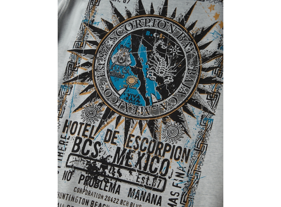 SCORPION BAY HOTEL MAP T-SHIRT GUNMETAL