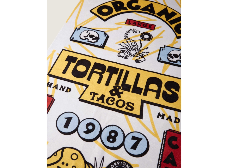 SCORPION BAY TORTILLAS & TACOS PRINTED BEACH TOWEL