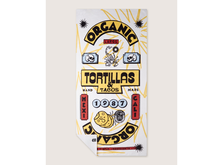 SCORPION BAY TORTILLAS & TACOS PRINTED BEACH TOWEL
