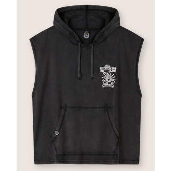 SCORPION BAY TRIBAL HOODED SLEVELESS T-SHIRT BLACK