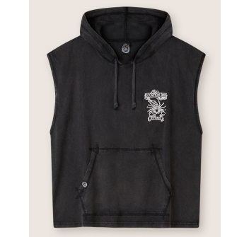 SCORPION BAY TRIBAL HOODED SLEVELESS T-SHIRT BLACK