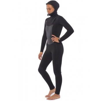 SISSTREVOLUTION SEVEN SEAS 5/4 HOODED CHEST FULL WETSUIT BLACK