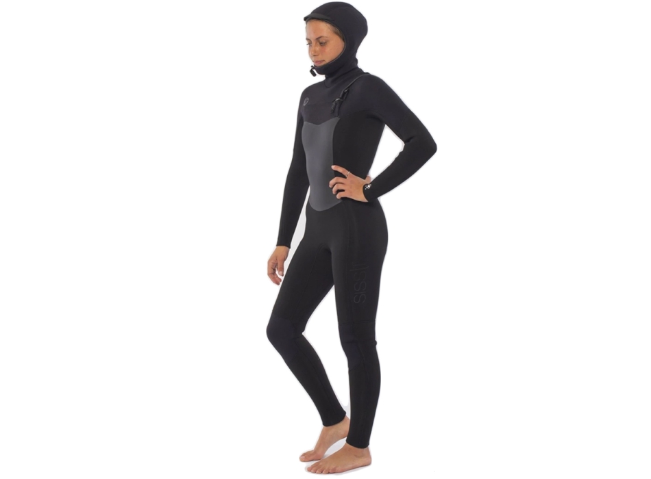 SISSTREVOLUTION SEVEN SEAS 5/4 HOODED CHEST FULL WETSUIT BLACK