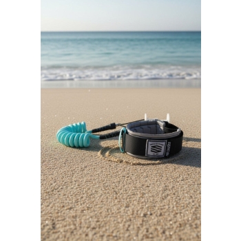 SNIPER COIL LEASH BODYBOARD LAVERNHE CHARG9ER SIZE S/M TEAL/SILVER