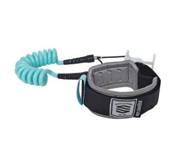 SNIPER COIL LEASH BODYBOARD LAVERNHE CHARG9ER SIZE S/M TEAL/SILVER