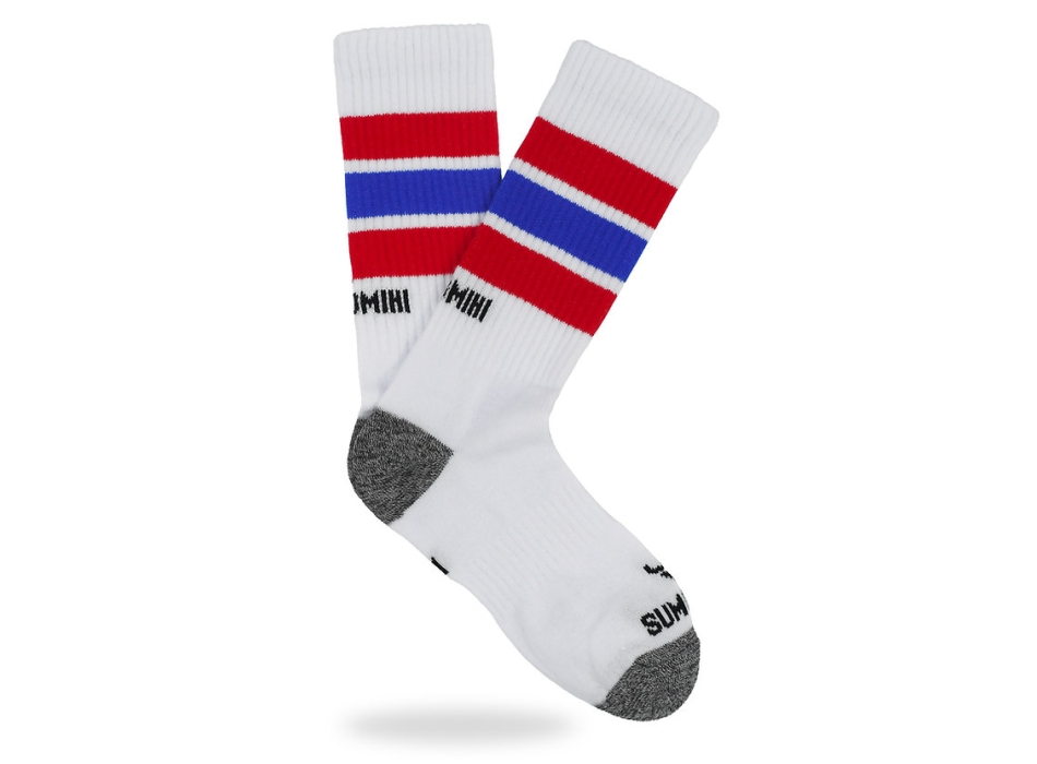 SUMOMIHI SKULL RED BLUE STRIPES SOCK
