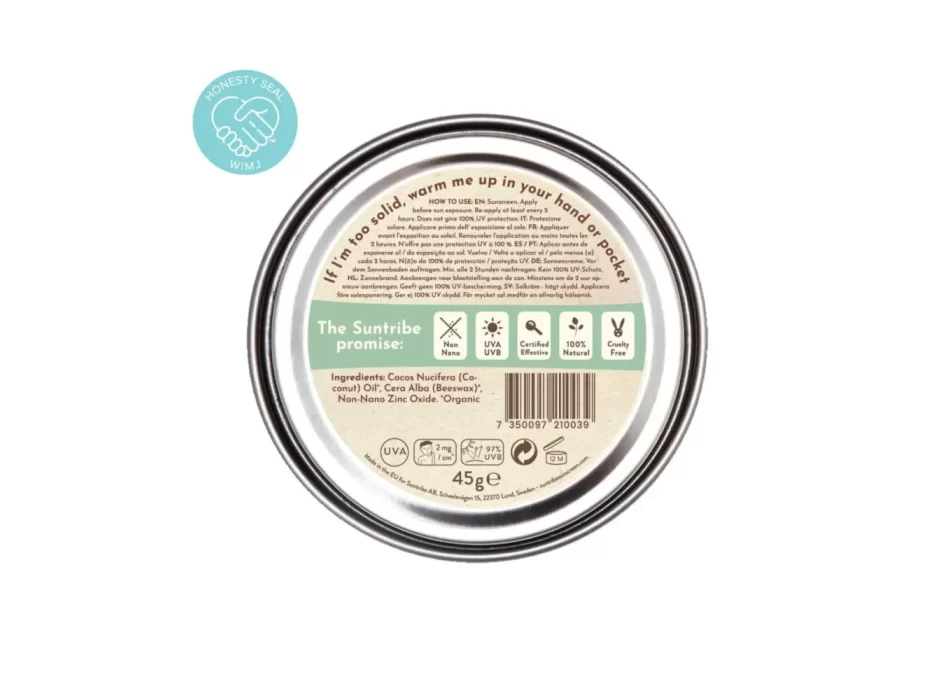 SUNTRIBE ORGANIC MINERAL ZINC SUNSCREEN SPF 50 (45GR.)