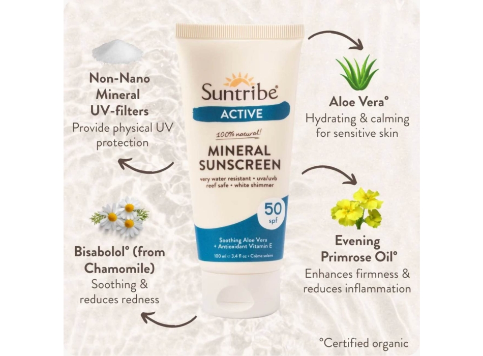 SUNTRIBE MINERAL BODY & FACE SUNSCREEN SPF50 100ML