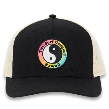 T&C SURF DESIGNS YY TRUCKER CAP BLACK OFF WHITE GRADIENT LOGO