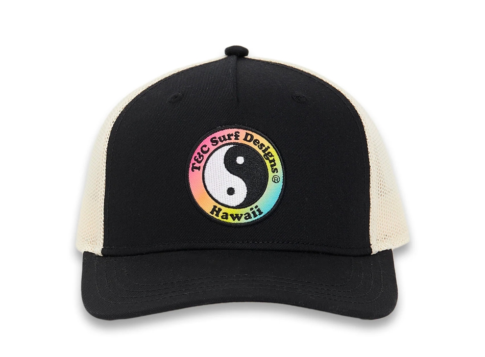 T&C SURF DESIGNS YY TRUCKER CAP BLACK OFF WHITE GRADIENT LOGO