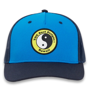 T&C SURF DESIGNS YY TRUCKER CAP DARK NAVY ROYAL BLUE YELLOW LOGO