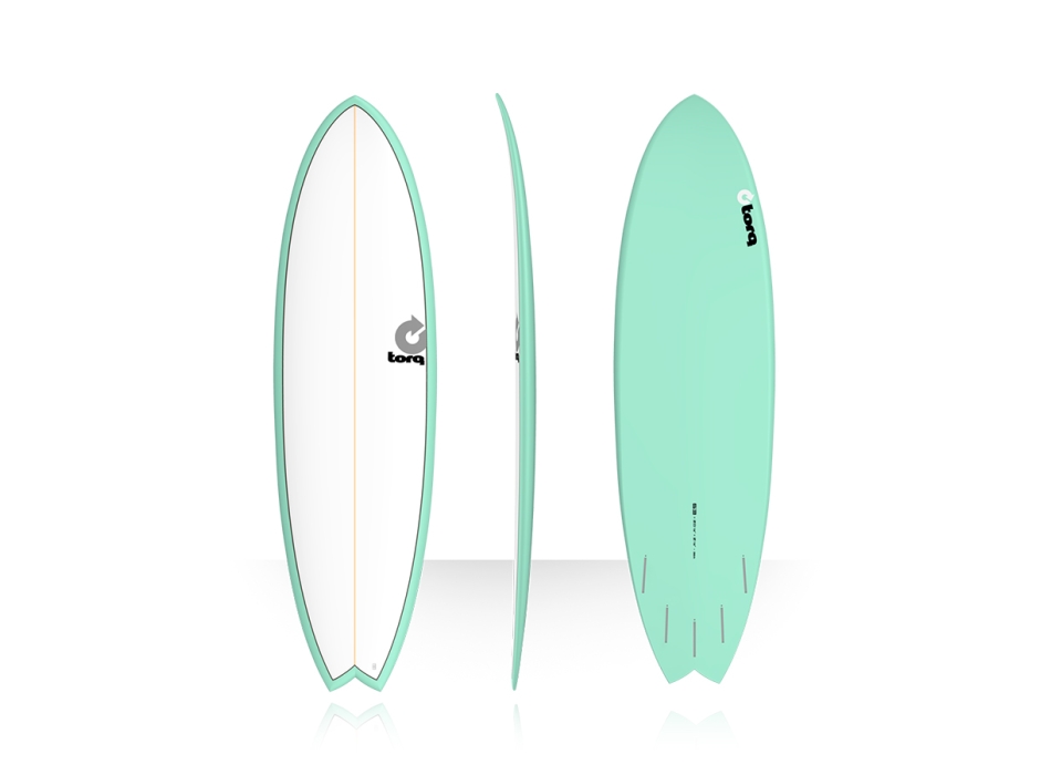 TORQ TET 6'3" FISH WHITE PINLINE SEAGREEN