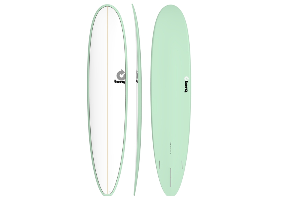 TORQ TET 9'6" LONGBOARD PINLINE COLOR WHITE DECK (BLUE+PINLINE)
