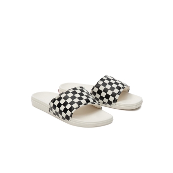 VANS CHECKERBOARD WOMENS LA COSTA SLIDE-ON SHOES BLACK