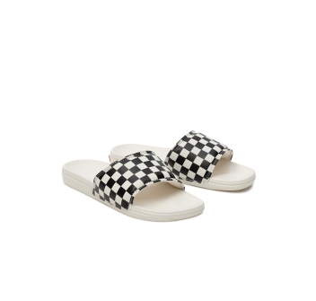 VANS CHECKERBOARD WOMENS LA COSTA SLIDE-ON SHOES BLACK