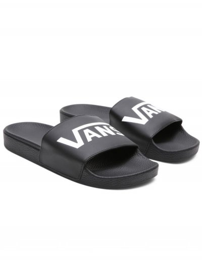 vans slides black and white