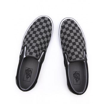 VANS CHECKERBOARD CLASSIC SLIP-ON SHOES BLACK PEWTER 