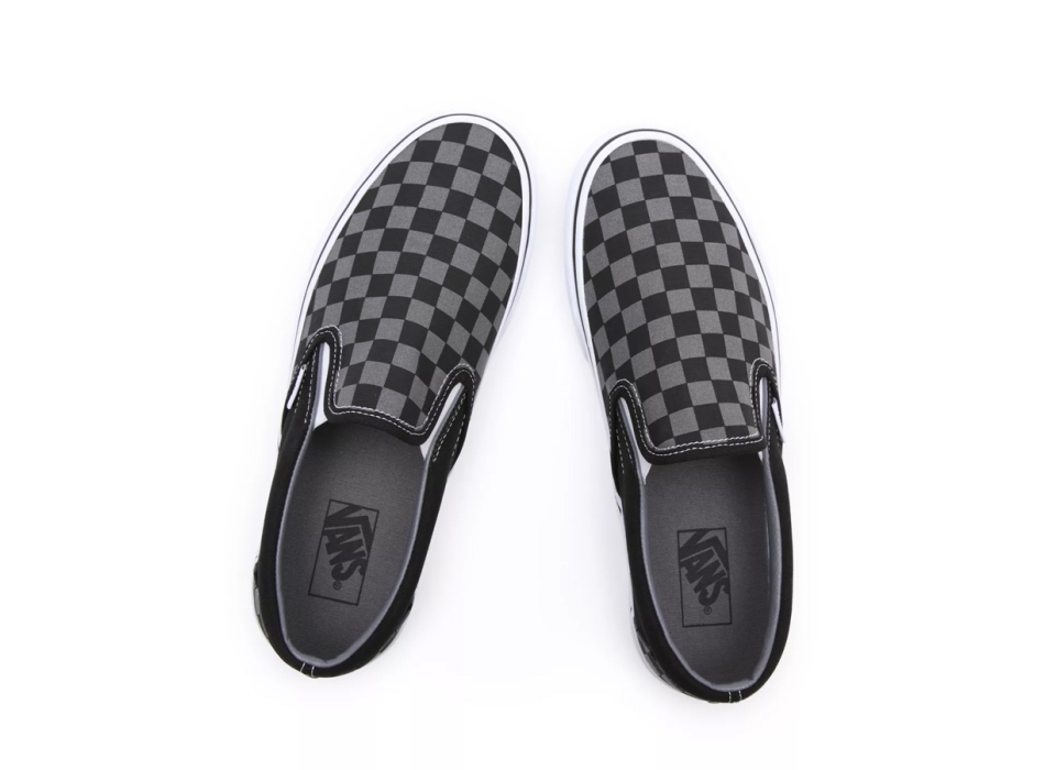 VANS CHECKERBOARD CLASSIC SLIP ON SHOES BLACK PEWTER