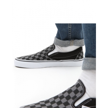 VANS CHECKERBOARD CLASSIC SLIP-ON SHOES BLACK PEWTER 