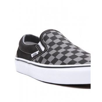 VANS CHECKERBOARD CLASSIC SLIP-ON SHOES BLACK PEWTER 