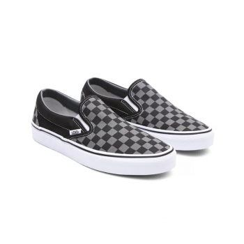 VANS CHECKERBOARD CLASSIC SLIP-ON SHOES BLACK PEWTER 