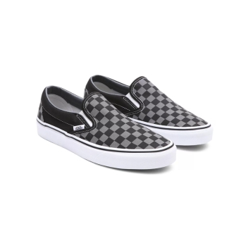 VANS CHECKERBOARD CLASSIC SLIP-ON SHOES BLACK PEWTER 