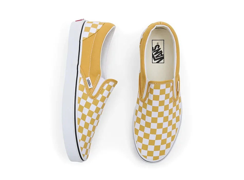 VANS CLASSIC SLIP ON CHECKERBOARD SHOES GOLDEN GLOW