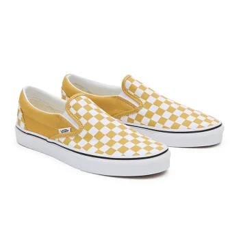 VANS CLASSIC SLIP-ON CHECKERBOARD SHOES GOLDEN GLOW