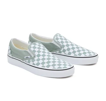 VANS CLASSIC SLIP-ON CHECKERBOARD SHOES ICEBERG GREEN