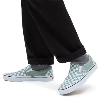 VANS CLASSIC SLIP-ON CHECKERBOARD SHOES ICEBERG GREEN